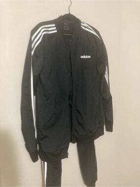 adidas Black Track suit with White Stripes